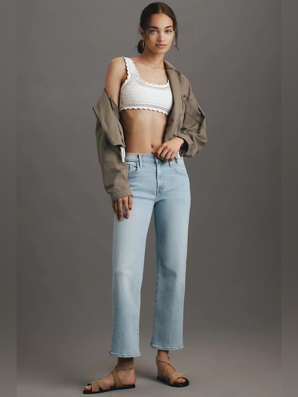 NEW MOTHER The Rambler Straight-Leg Ankle Jeans in Balls In Your Court, Size 33